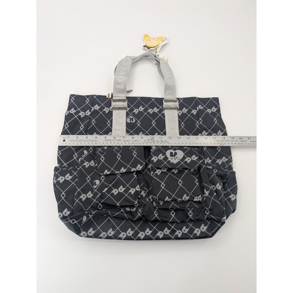 HARAJUKU LOVERS Tote Bag Black/ Grey Snap Top Uh-O Safety Net 8302 - Picture 3 of 9